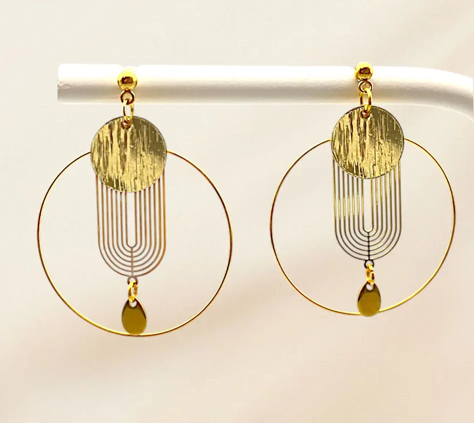 Boucle d'oreille "Soirée aux chandelles" dorée